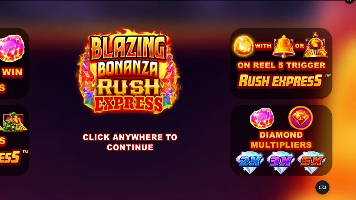 Tampilan visual slot Blazing Bonanza Rush Express dengan tema tambang emas